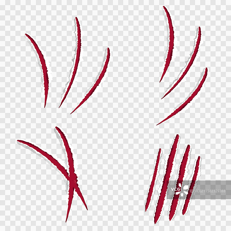 猫爪划伤的红色撕裂纸边，孤立展示图片素材