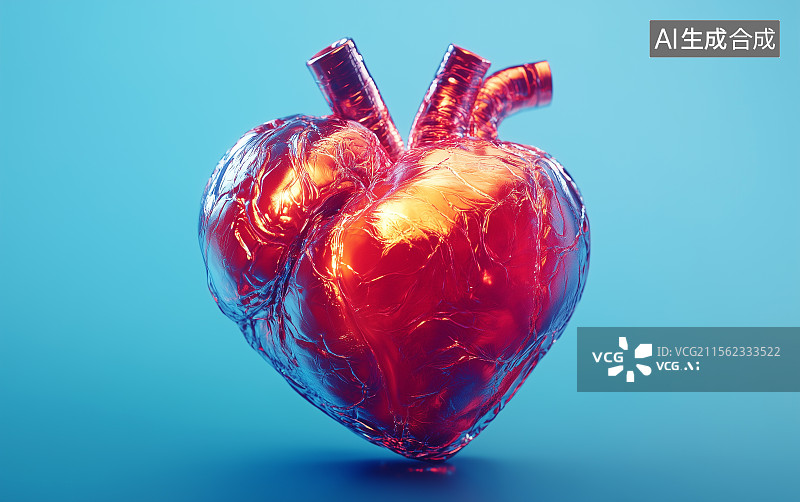 【AI数字艺术】3D心脏模型图片素材