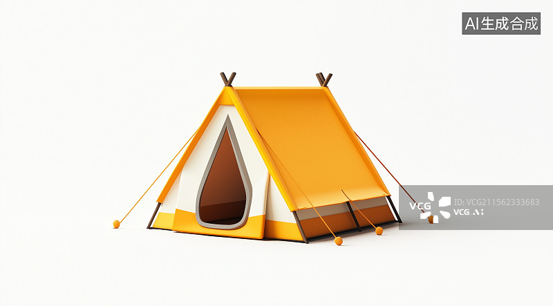 【AI数字艺术】黄色的卡通帐篷模型图片素材