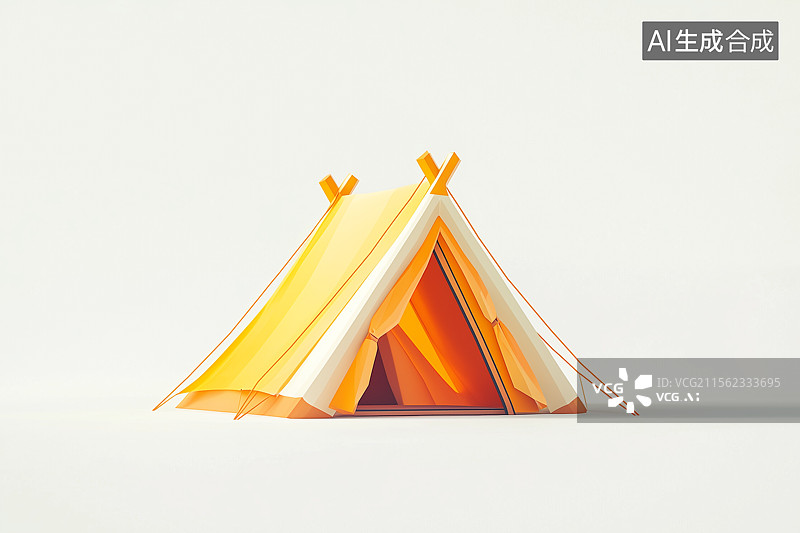 【AI数字艺术】黄色的卡通帐篷模型图片素材
