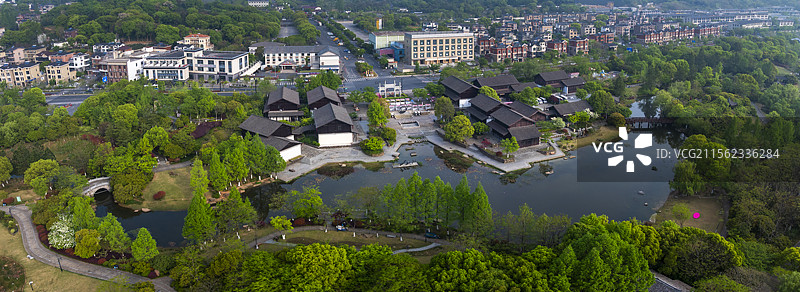 杭州拱墅区皋亭山景区千桃园航拍图片素材