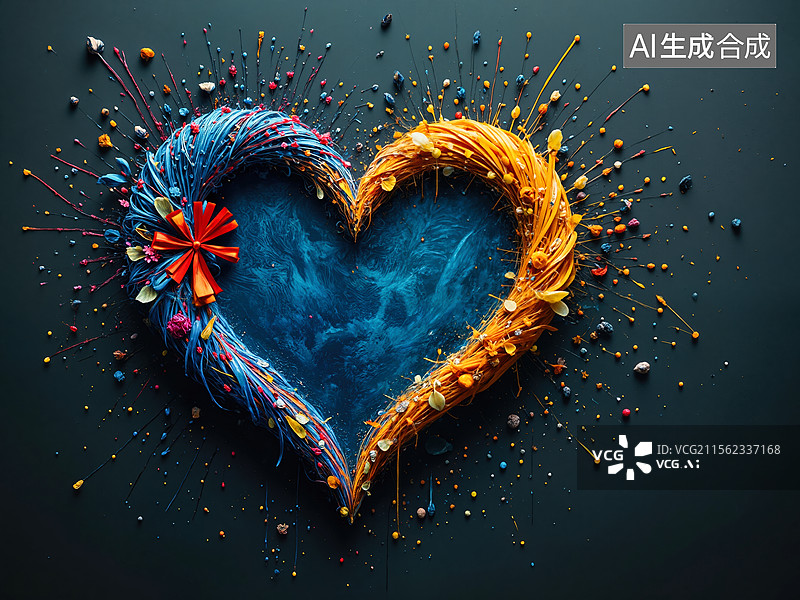 【AI数字艺术】心形喷溅艺术图片素材