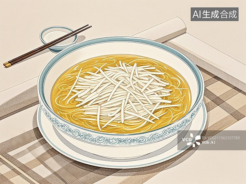 【AI数字艺术】扬州文思豆腐羹-传统美食小吃手绘插画图片素材