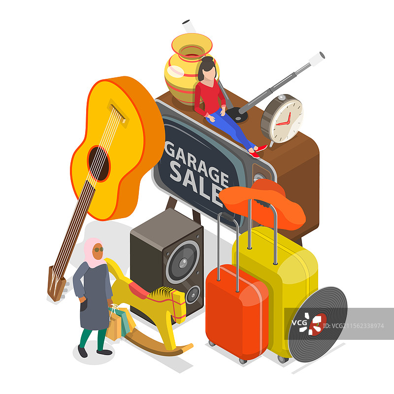 车库的三维等距平面图图片素材