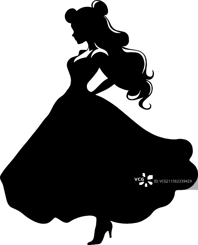 卡通公主的剪影图片素材