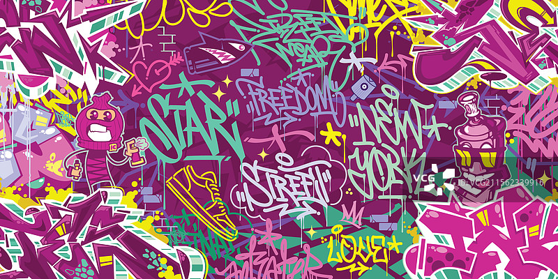 酷炫的抽象多彩城市街头艺术涂鸦图片素材