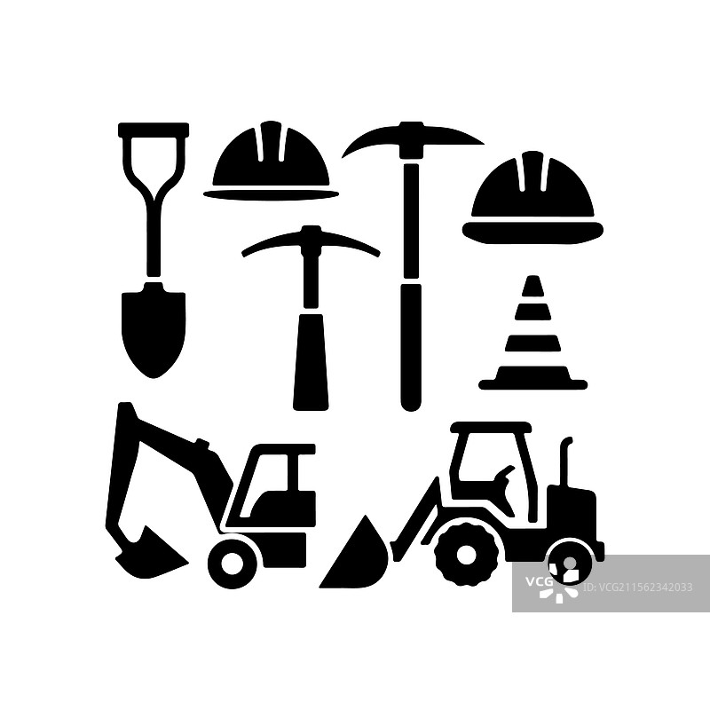 道路施工图标轮廓图片素材