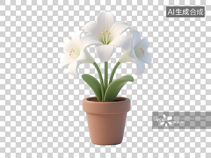 【AI数字艺术】白色朱顶红盆栽图片素材