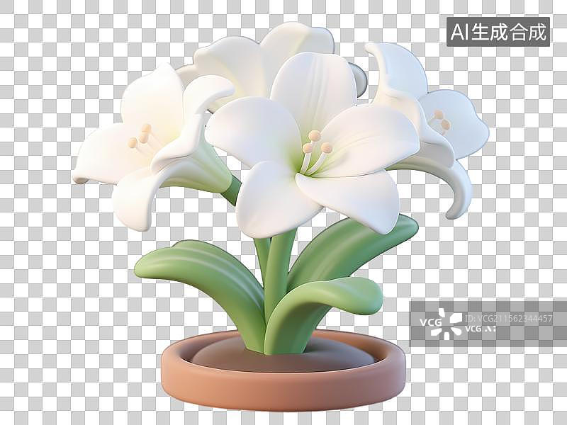 【AI数字艺术】白色朱顶红盆栽图片素材