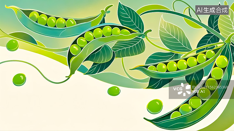 【AI数字艺术】豌豆植物插画图片素材