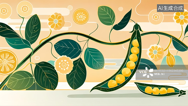 【AI数字艺术】豌豆植物插画图片素材