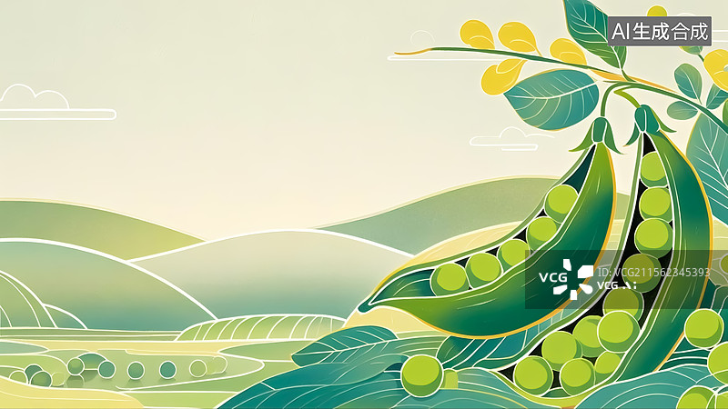 【AI数字艺术】豌豆植物插画图片素材