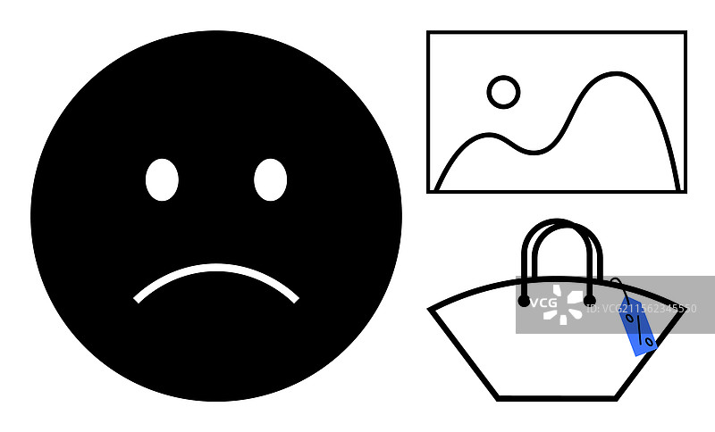 不快乐的面孔抽象艺术作品和手提包图片素材