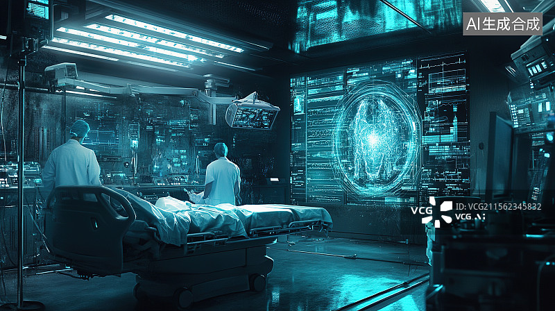 【AI数字艺术】量子通信线技术助力医院手术室传递高清影像图片素材