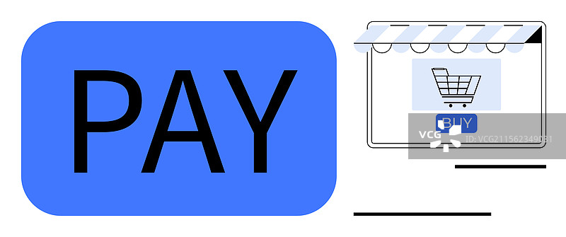 简化的在线支付概念与支付按钮图片素材