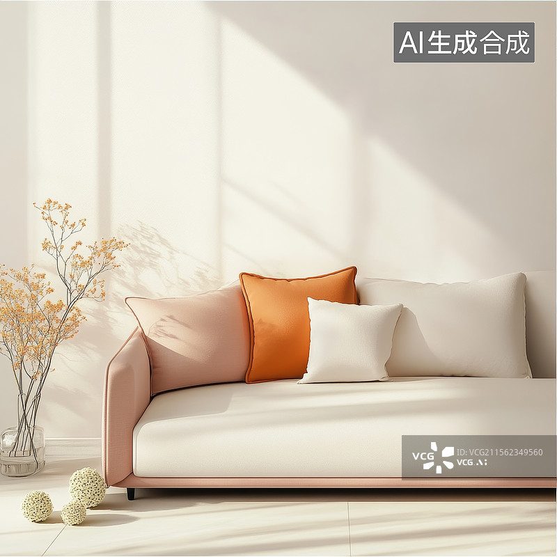 【AI数字艺术】现代简约风格的沙发与装饰图片素材