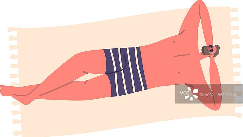 男人在海滩上晒太阳图片素材