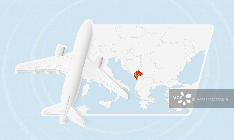 黑山旅行与飞机和国旗图片素材