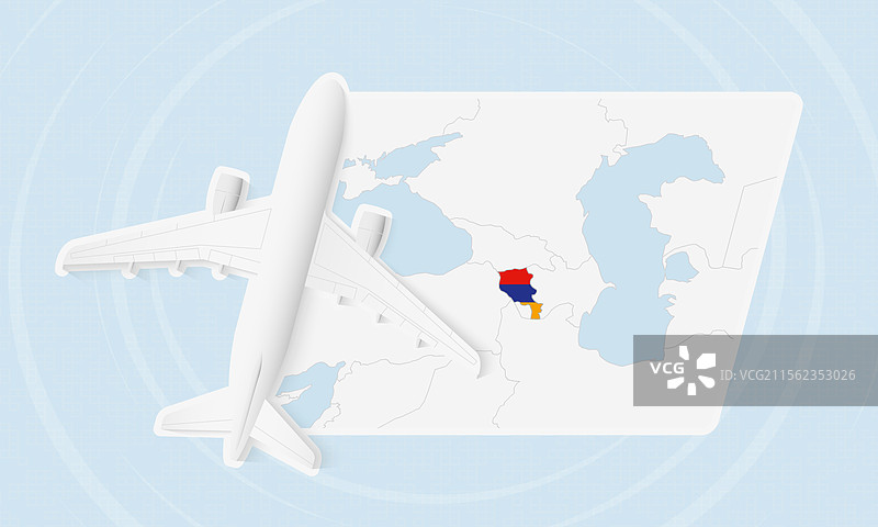 亚美尼亚旅行，飞机与国旗图片素材