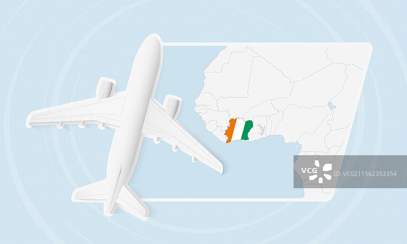 象牙海岸旅行与飞机和国旗图片素材