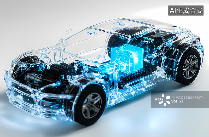 【AI数字艺术】现代跑车内部组件透明化展示图片素材