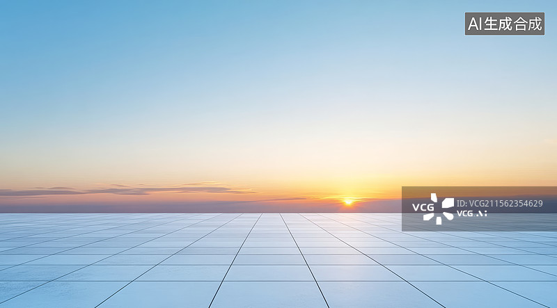 【AI数字艺术】日落时分的瓷砖地面图片素材