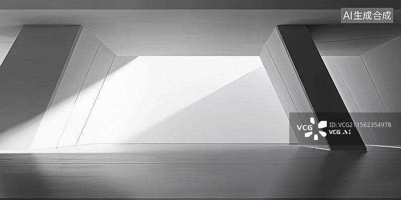 【AI数字艺术】现代建筑内部的光影效果图片素材