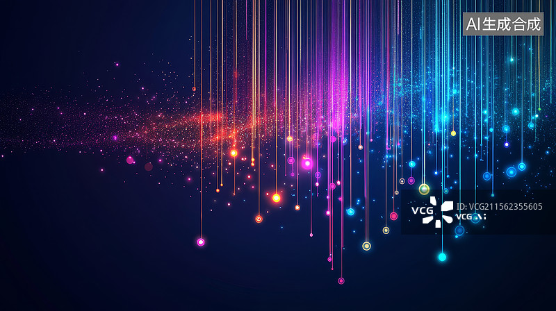 【AI数字艺术】彩色光束与粒子背景图片素材