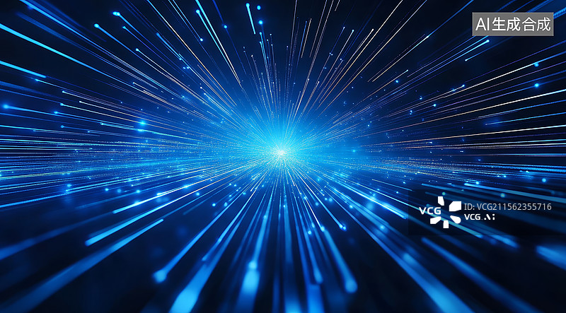 【AI数字艺术】高速光束的科技背景图片素材