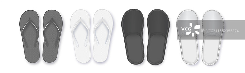 逼真的黑白空白人字拖鞋图片素材