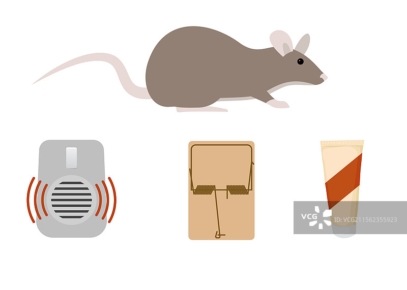 老鼠夹、驱鼠剂和老鼠毒药图片素材