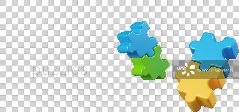 寻找所需部分的逼真彩色拼图图片素材