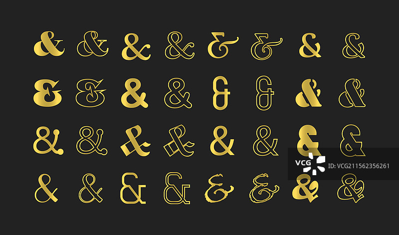 金色实心不同的和符号图标集图片素材