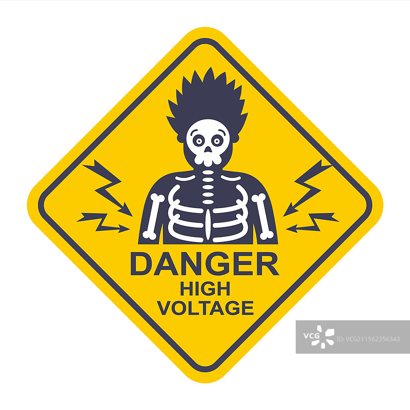 小心电力，电击可能对人造成伤害图片素材