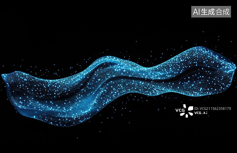 【AI数字艺术】蓝色粒子流动之美图片素材