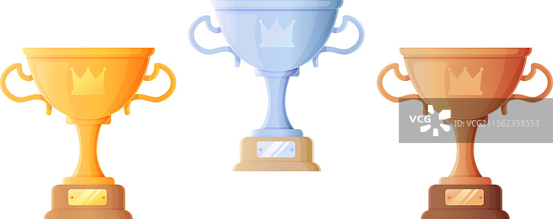 冠军的金、银、铜奖杯图片素材