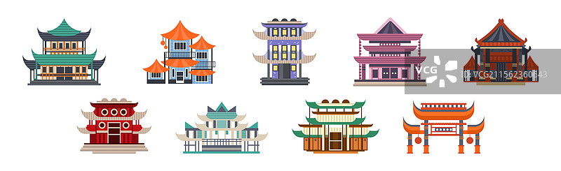 传统的中国宝塔建筑和寺庙图片素材