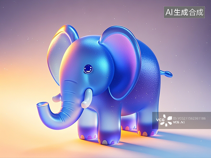 【AI数字艺术】3D渲染卡通动物，可爱的大象，象，萌系，治愈系图片素材
