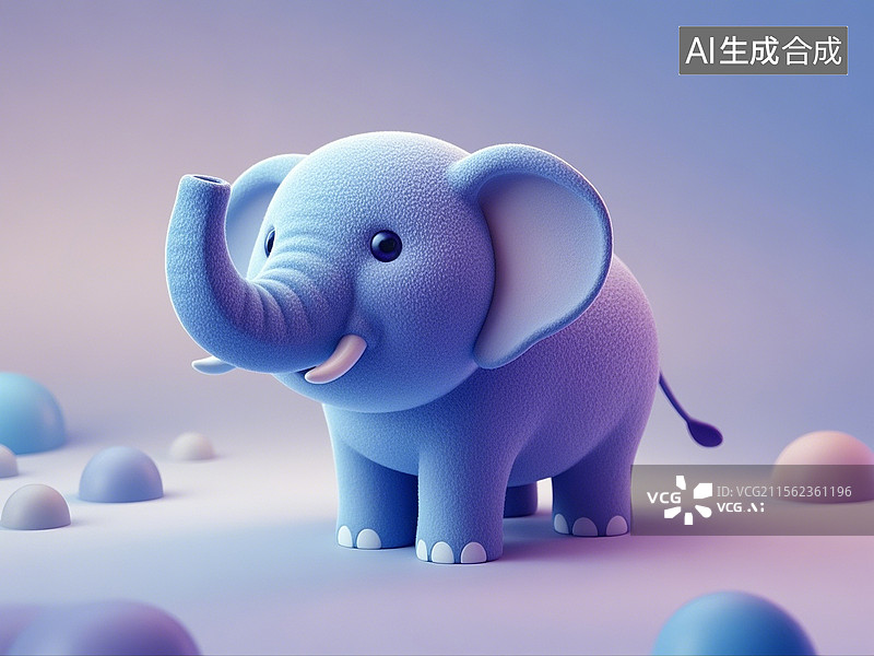 【AI数字艺术】3D渲染卡通动物，可爱的大象，象，萌系，治愈系图片素材