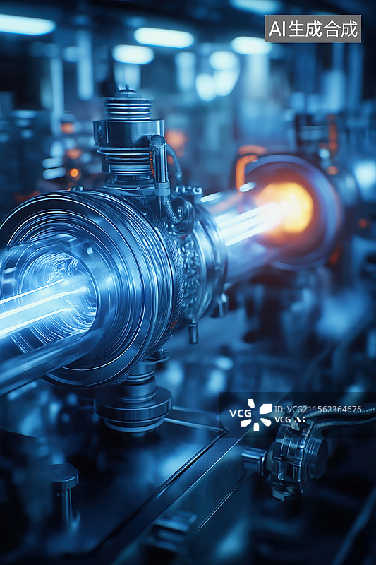 【AI数字艺术】工业设备中的激光加工过程图片素材