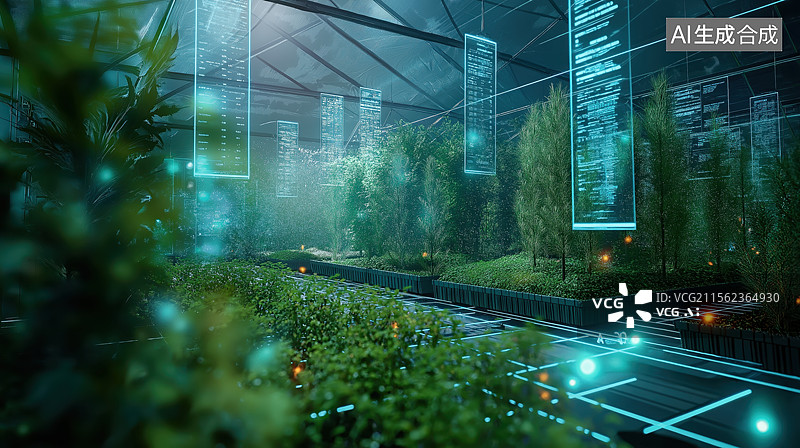 【AI数字艺术】未来科技森林中的智能城市图片素材