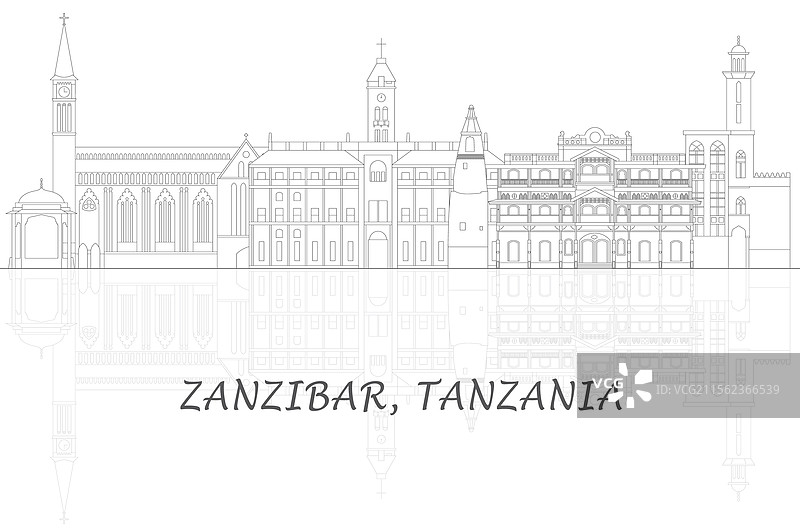 坦桑尼亚桑给巴尔的天际线全景图片素材