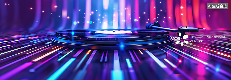 【AI数字艺术】黑胶唱片音乐节背景图片素材
