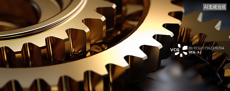【AI数字艺术】金色3D齿轮商务科技背景图片素材