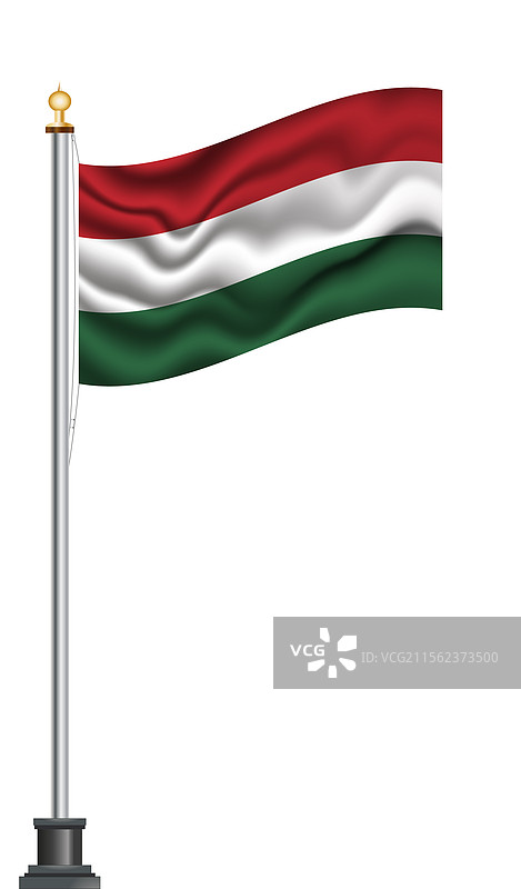 匈牙利国旗在旗杆上飘扬图片素材