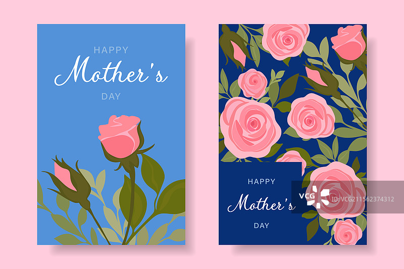 母亲节快乐的母亲节贺卡套装图片素材