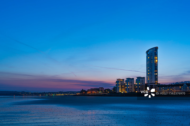 Swansea 海边 晚霞 建筑 码头图片素材