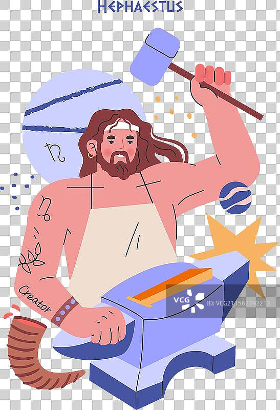 古希腊神祇扁平化设计图片素材