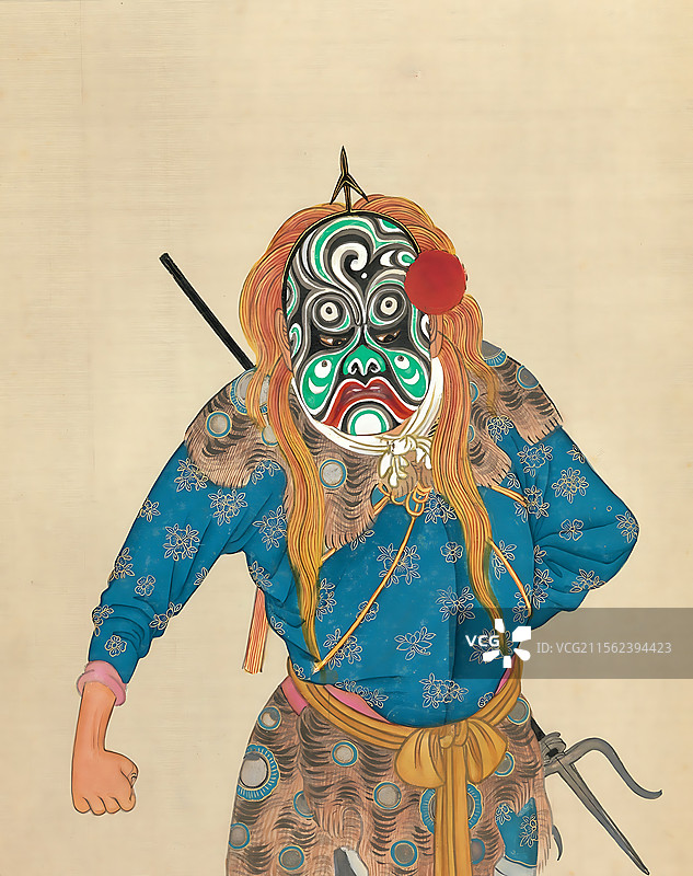 绘画插图，中国戏曲人物，武生，水妖图片素材