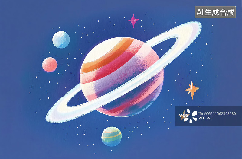 【AI数字艺术】卡通宇宙星球星星儿童节可爱手绘彩铅风格图片素材